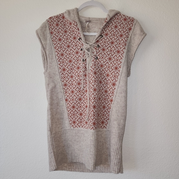 Free People Wool Sleeveless Hoodie Vest M - Picture 1 of 5